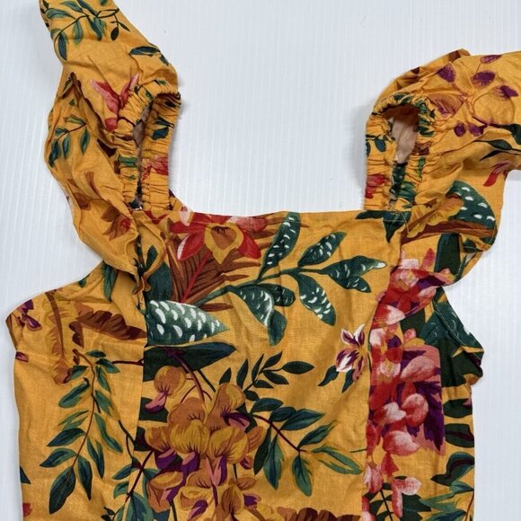 Rachel Zoe Linen Blend Tropical Crop Top Vacation White Lotus Feminine Colorful - Picture 4 of 9